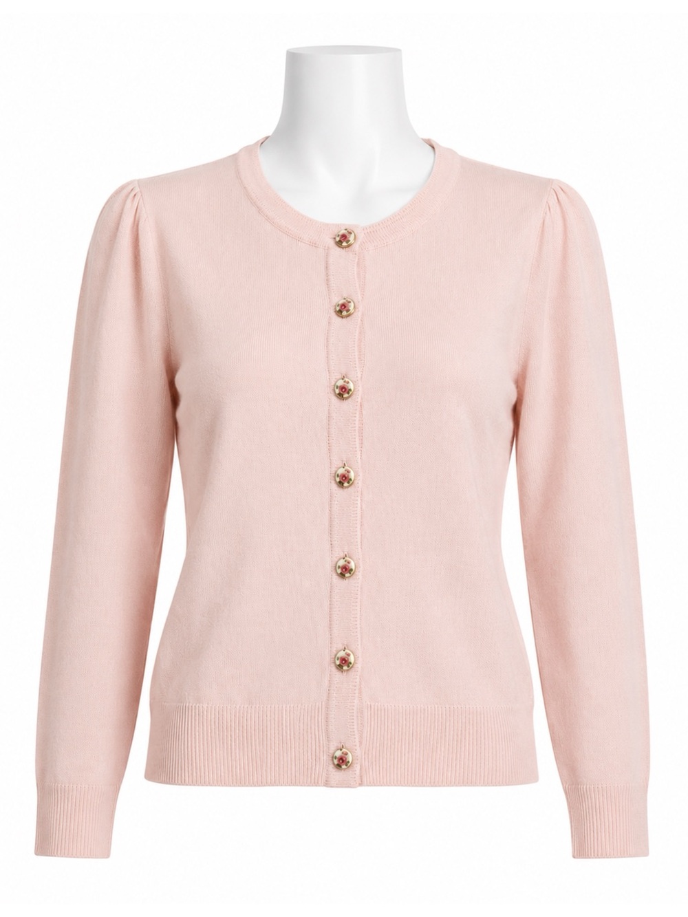 Size M Hopeless Romantic‎ Women’s Pink Wool Blend Floral Button Cardigan